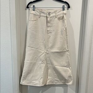 Zara Cream Denim Midi Skirt Size Xs